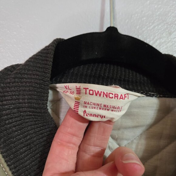 Vintage  60's 70's Towncraft Penney's Quilted Work Chore Bomber Jacket XL Olive - Picture 4 of 8
